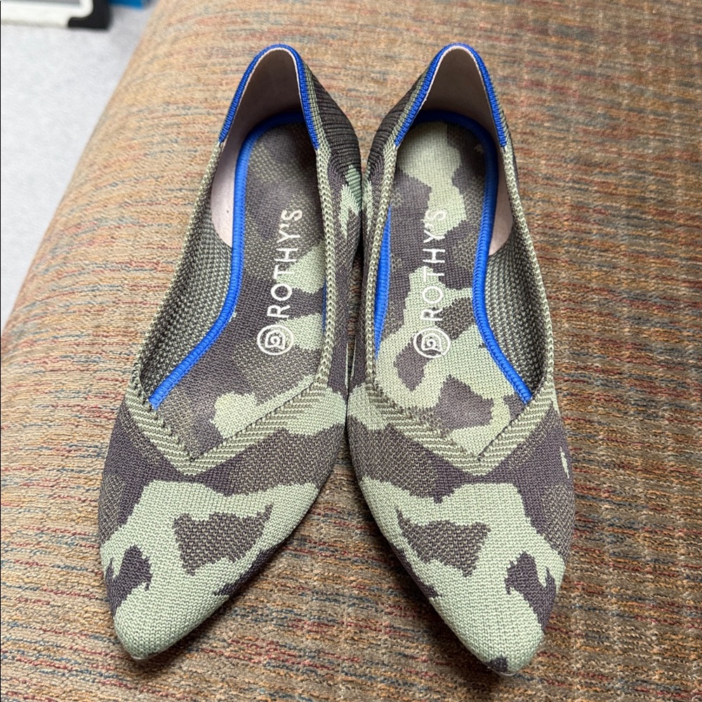 Rothy's Green and Black Camouflage Flats